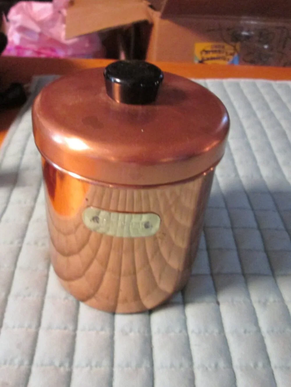 vtg copper clad coffee canister very good vintage